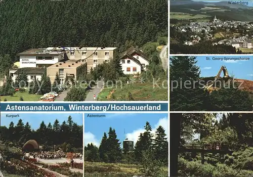 Winterberg Hochsauerland Astensanatorium Kurpark Astenturm St Georg Sprungschanze Kat. Winterberg