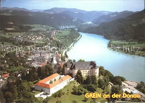 Grein Donau Oberoesterreich Fliegeraufnahme mit Schloss Greinburg  Kat. Grein