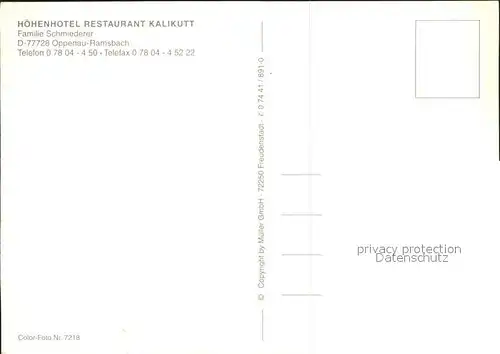 Ramsbach Oppenau Hotel Restaurant Kalikutt Kat. Oppenau