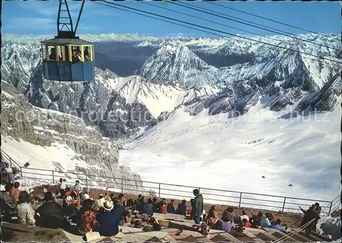 Zugspitze Gipfelterrasse gegen Inntal Seilbahn Kat. Garmisch Partenkirchen