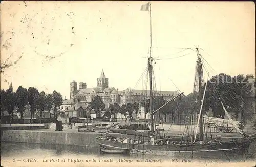 Caen Port Eglise de la Trinite Segelschiff Kat. Caen