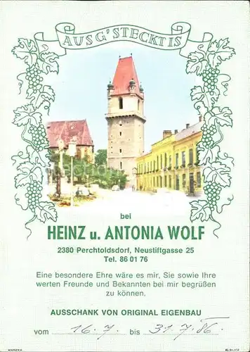 Perchtoldsdorf Ausschnak Heinz und Antonia Wolf Kat. Perchtoldsdorf