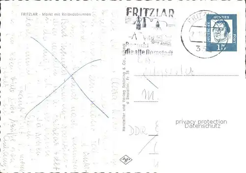 Fritzlar Marktplatz mit Rolandsbrunnen Kat. Fritzlar