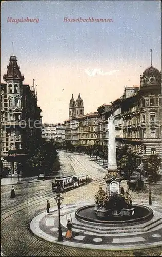 Magdeburg Hasselbachbrunnen Strassenbahn Kat. Magdeburg