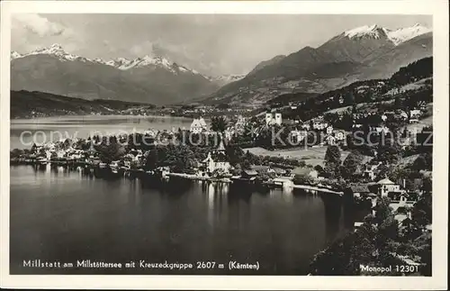 Millstatt Kaernten Milltaettersee mit Kreuzeckgruppe Kat. Millstatt Millstaetter See