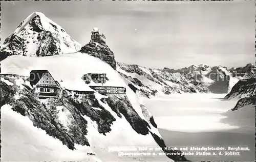 Jungfraujoch mit Moench und Aletschgletscher Observatorium Kat. Jungfrau