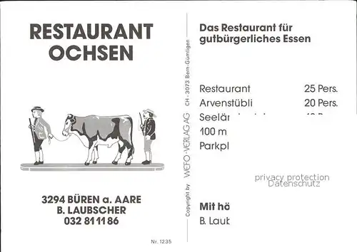 Bueren Aare Restaurant Ochsen Kat. Bueren Aare