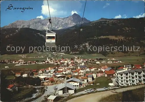 Savognin mit Piz Mitgel und Seilbahn Kat. Savognin