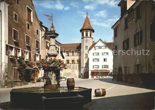 Maienfeld Staedtliplatz und Brunnen Kat. Maienfeld