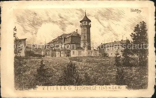 Keilberg Tschechien Original Radierung Handpressung Kupferdruck Kat. Klinovec