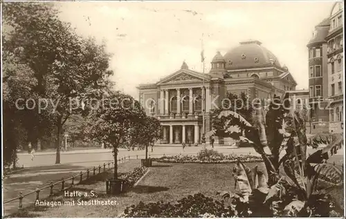 Halle Saale Anlagen mit Stadttheater Kat. Halle