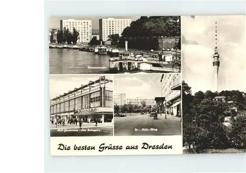 Dresden Terrassenufer Fernsehturm Restaurant Am Zwinger Kat. Dresden Elbe