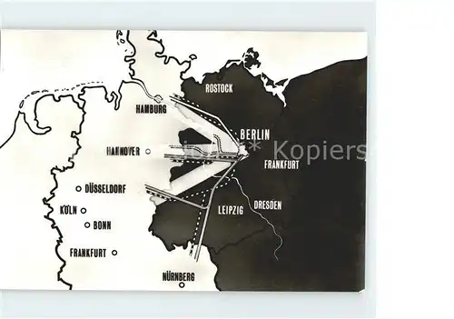 Berlin Landkarte Verbindungen nach Westdeutschland Kat. Berlin