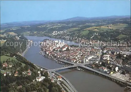 Passau Fliegeraufnahme Drei Fluesse Stadt  Kat. Passau