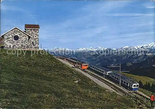 Rigi Kulm Bergkapelle mit Arth und Vitznau Rigi Bahn Kat. Rigi Kulm