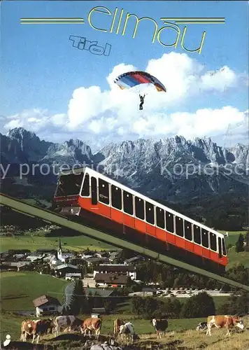 Ellmau Tirol Bergbahn Drachenflieger mit Wildem Kaiser Kat. Ellmau