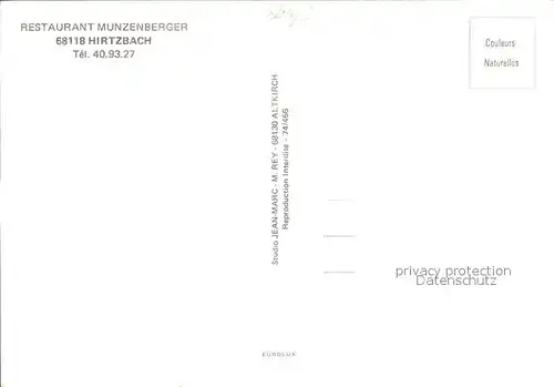 Hirtzbach Restaurant Munzenberger Kat. Hirtzbach