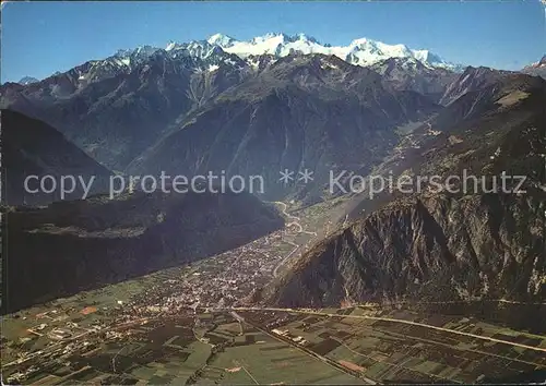 Martigny VS Vue sur le Massif du Trient et le Mont Blanc Kat. Martigny