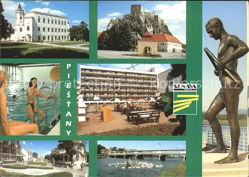 Piestany Hotel Slnava Swimmingpool Ortsansichten Statue Bruecke Kat. Piestany