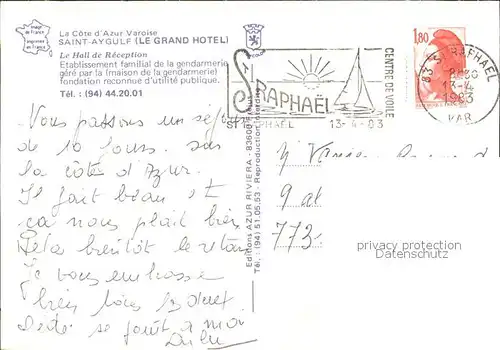Saint Aygulf Var Grand Hotel Le Hall de Reception Kat. Frejus