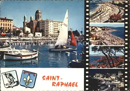 Saint Raphael Var Le Port Vue generale sur la plage Rochers au Parc Santa Lucia Vue de nuit Kat. Saint Raphael