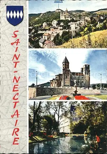 Saint Nectaire Puy de Dome Vue generale Eglise romane Bassin aux cygne Kat. Saint Nectaire