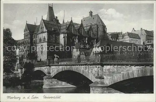 Marburg Lahn Universitaet und Bruecke Kat. Marburg