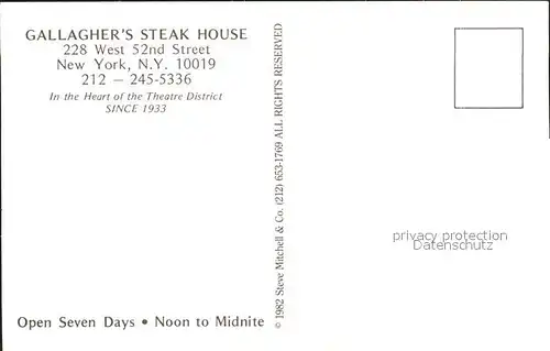 New York City Gallaghers Steak House / New York /