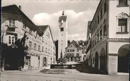 Leutkirch Partie am Hochturm Brunnen Kat. Leutkirch im Allgaeu