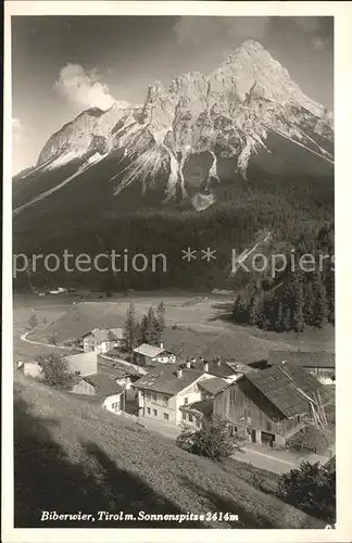 Biberwier Tirol Panorama mit Sonnenspitze Mieminger Kette Kat. Biberwier