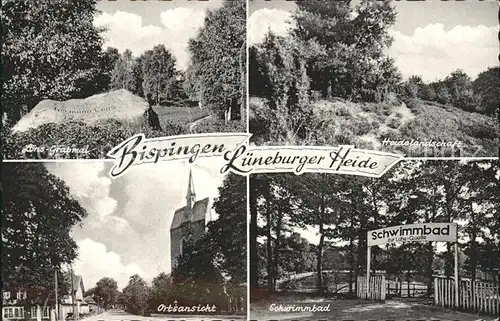 Bispingen Loens Grabmal Heidelandschaft Ortsansicht Schwimmbad Kat. Bispingen Lueneburger Heide