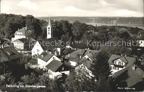 Feldafing Ortsansicht mit Kirche Starnbergersee Kat. Feldafing