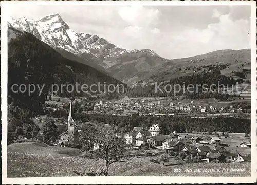 Sils Domleschg mit Thusis und Piz Beverin Alpenpanorama Kat. Sils Domleschg