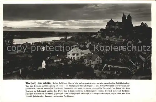 Breisach Rhein Panorama mit Muenster Geschichte Bromsilber Kat. Breisach am Rhein