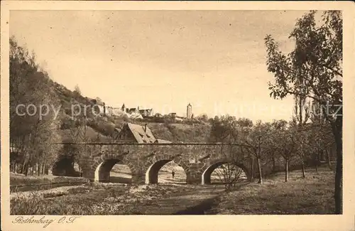 Rothenburg Tauber Partie am Fluss Bruecke Kupfertiefdruck Kat. Rothenburg ob der Tauber