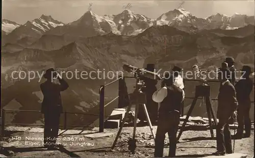 Niesen Kulm Aussichtsplattform Eiger Moench Jungfrau Alpenpanorama Kat. Niesen Kulm