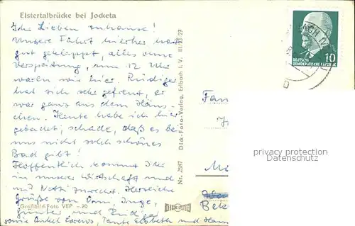Jocketa Elstertalbruecke Eisenbahn Serie Vogtlaendische Heimatbilder Kat. Poehl Vogtland