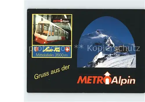 Saas Fee Metro Alpin Standseilbahn Allalin Wintersportplatz Walliser Alpen Kat. Saas Fee
