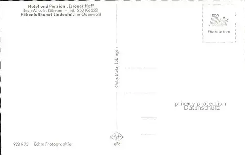 Lindenfels Odenwald Hotel Pension Essener Hof Kat. Lindenfels