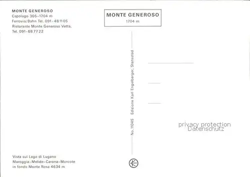 Monte Generoso Campolago Ferrovia Restaurant Kat. Monte Generoso