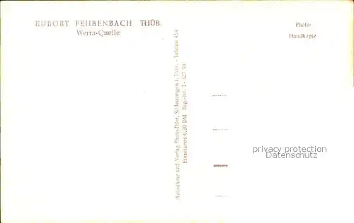 Fehrenbach Thueringer Wald Kurort Werra Quelle Kat. Masserberg
