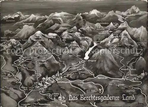 Berchtesgaden Panoramakarte Koenigssee Beruntesgaden Grafhoehe Kat. Berchtesgaden