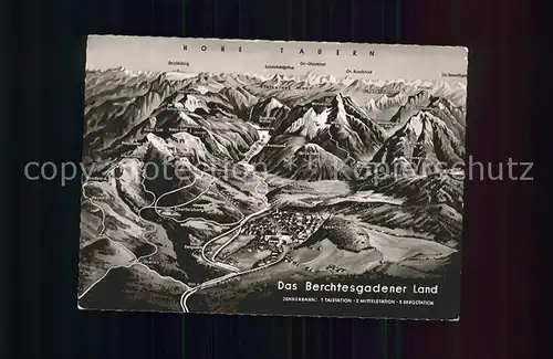 Berchtesgaden Panoramakarte Hohe Tauern  Wimbachklamm Schoenau Gr. Watzmann Kat. Berchtesgaden