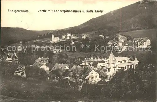 Bad Herrenalb Partie mit Konversationshaus und kath Kirche Kat. Bad Herrenalb