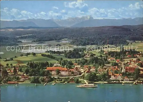 Seeshaupt mit Zugspitze Fliegeraufnahme Starnberger See Kat. Seeshaupt