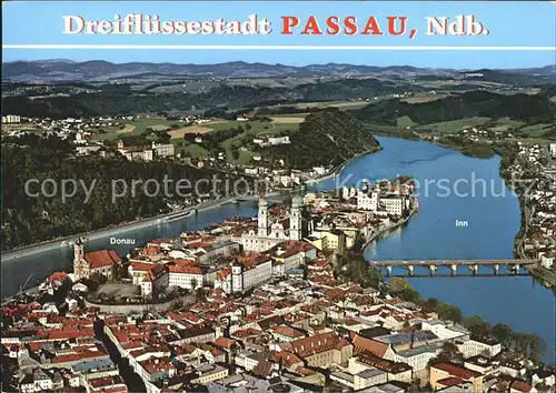 Passau Fliegeraufnahme Dreifluessestadt  Kat. Passau