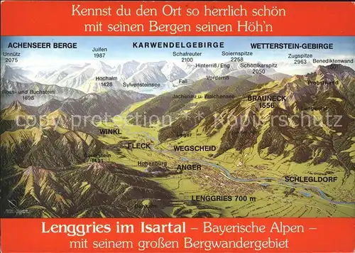 Lenggries Karwendelgebirge Panoramakarte Kat. Lenggries