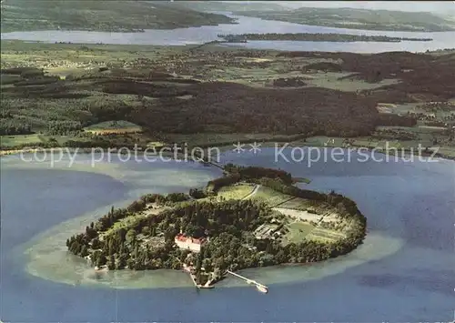 Insel Mainau Fliegeraufnahme mit Insel Reichenau Kat. Konstanz Bodensee