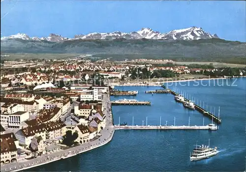 Friedrichshafen Bodensee Hafen Dampfer Alpenpanorama Fliegeraufnahme Kat. Friedrichshafen