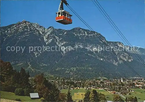 Garmisch Partenkirchen Hausbergbahn Kabinenbahn Blick auf Kramer Kat. Garmisch Partenkirchen